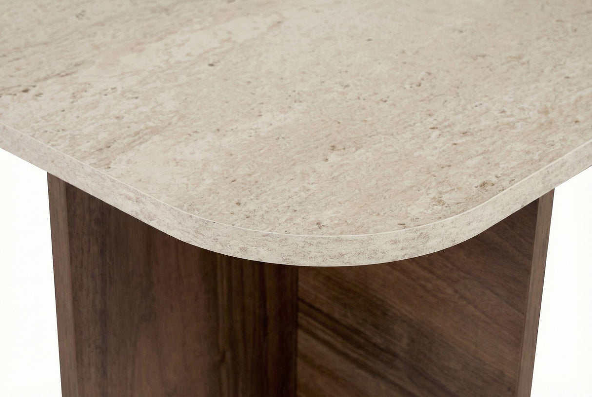 Salontafel walnoot melamine met travertin top - Japandi - 120x60 cm - Akira