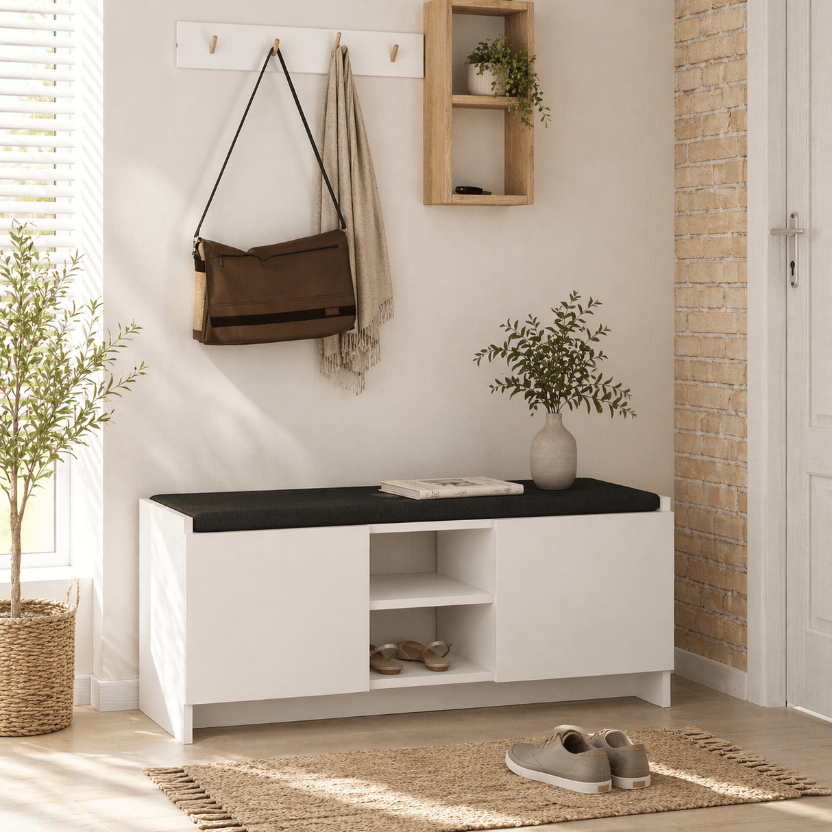Schoenenkast Wit Melamine - zes vakken - 110x43x37 cm - Zulla