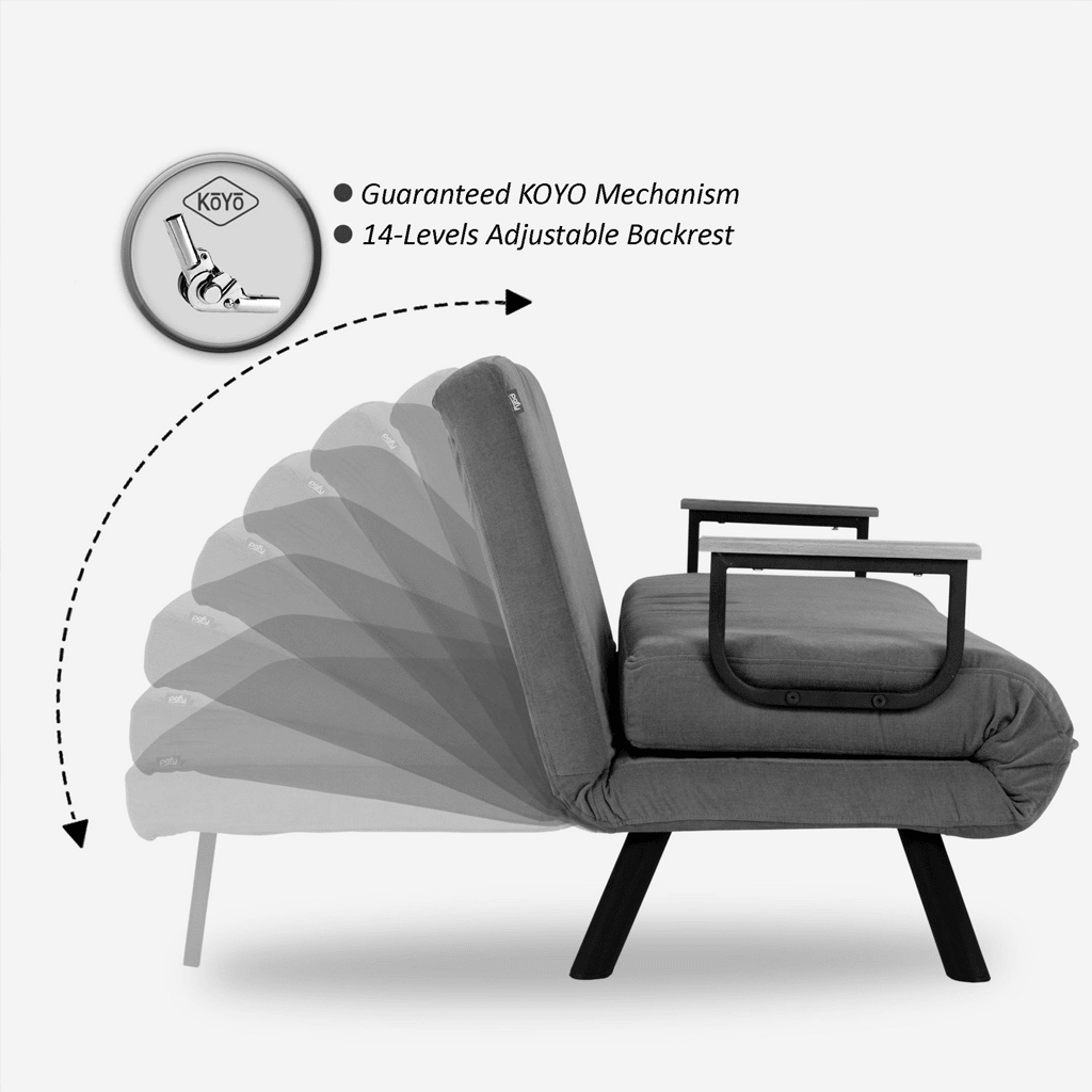 Slaapbank zwart stof 2-zits - Sando