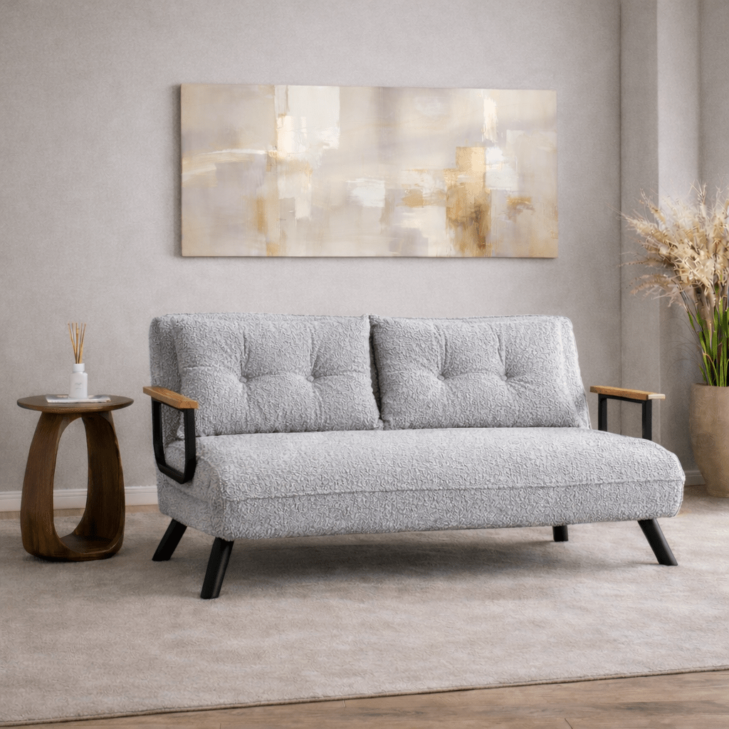 Slaapbank Grijs Bouclé 2-zits - Sando