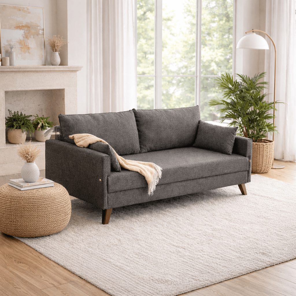 Banken - Slaapbank antraciet stof 3 - zits - Bella - Dimehouse