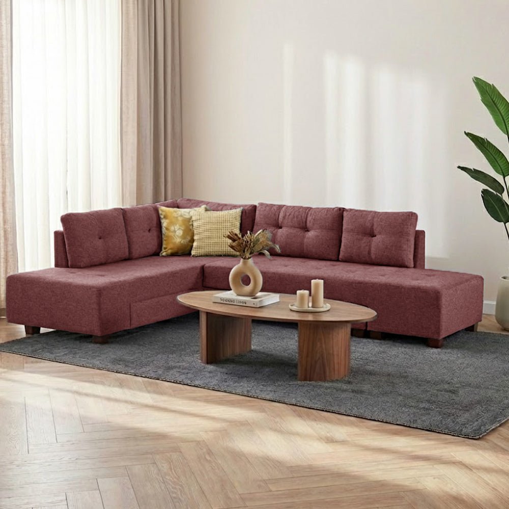 Slaapbank rood stof - XL 280x206 cm - met wielen - Links - Manama