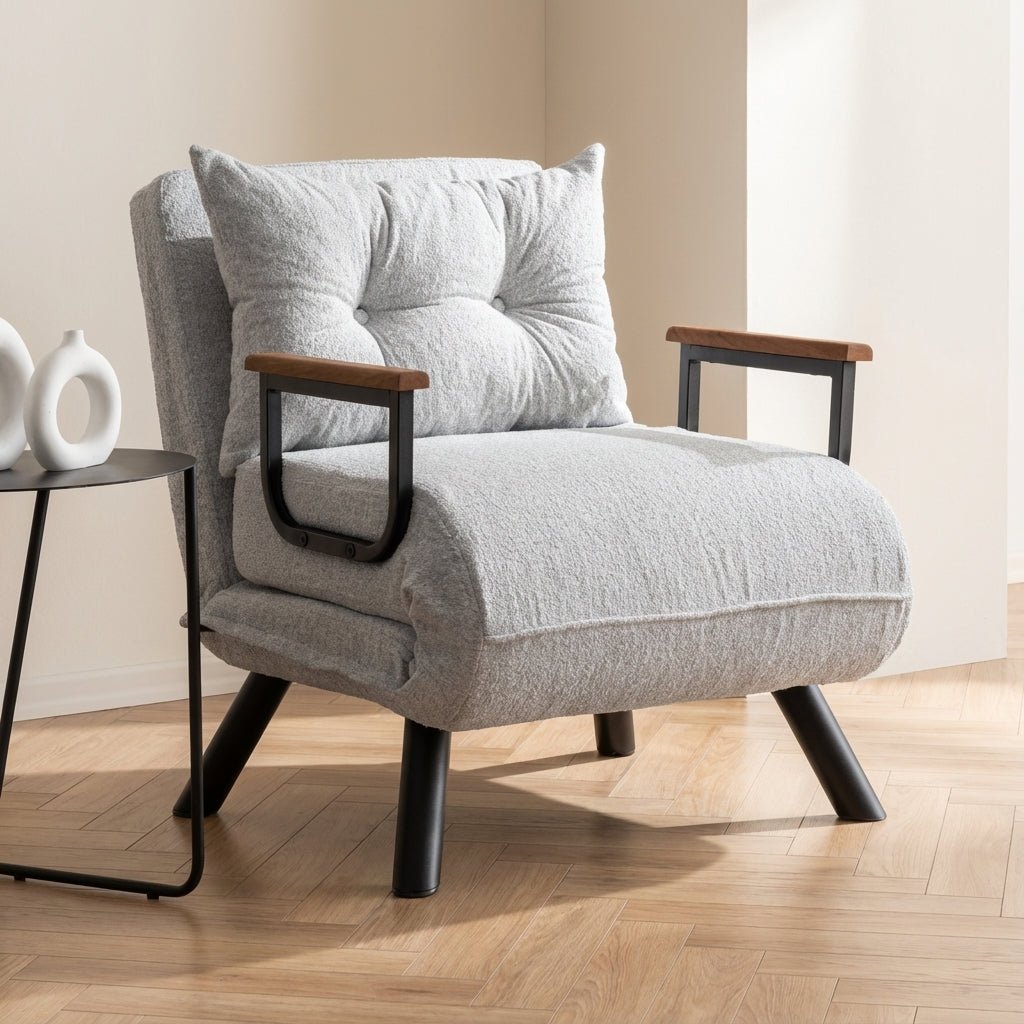 Slaapfauteuil Sando Grijs Teddystof sfeerfoto in modern interieur