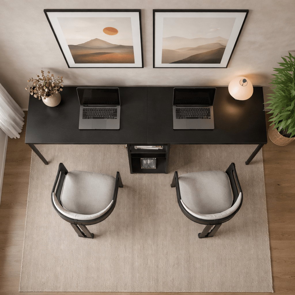 Bureau antraciet met zwart - 240x60 cm - Melamine - Twin