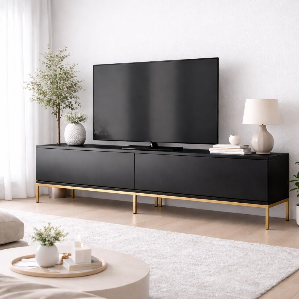 TV Meubel Lord Zwart Goud Melamine 180x47x30 cm