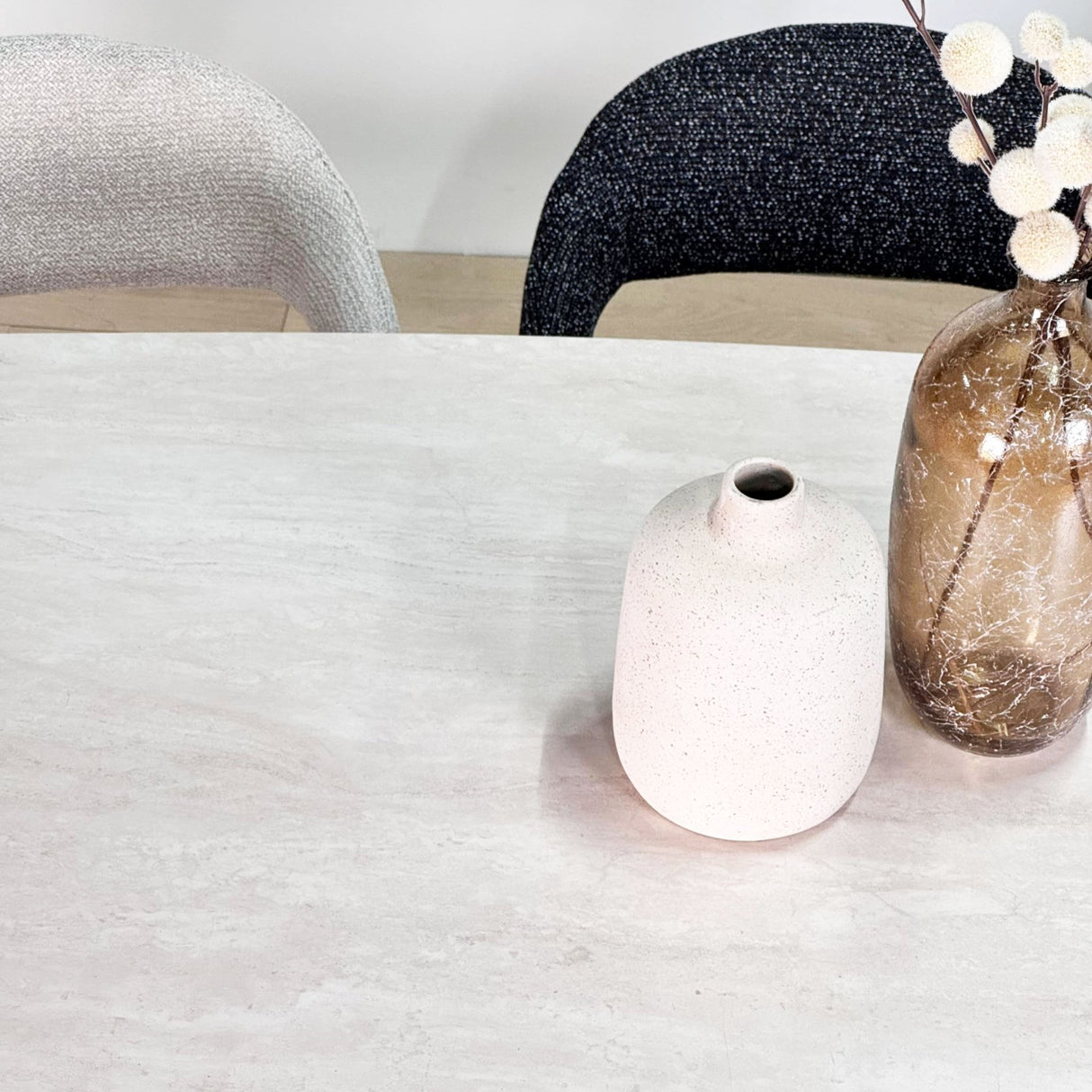 Eetkamerstoel Bouclé Zwart Lisa - Zwart Frame