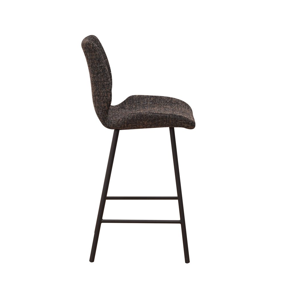 Barkrukken - Beau Barkruk Zwart Chenille Stof - 67 cm Zithoogte - Zonder Armleuningen - Dimehouse