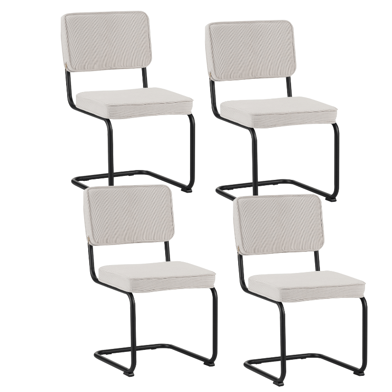 Set van 4 Eetkamerstoelen Remo Crème Ribstof - Zonder Armleuningen