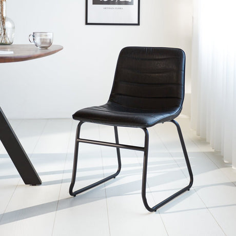 Set van 4 Industriële Eetkamerstoelen Mark Zwart Kunstleer - Zonder Armleuningen