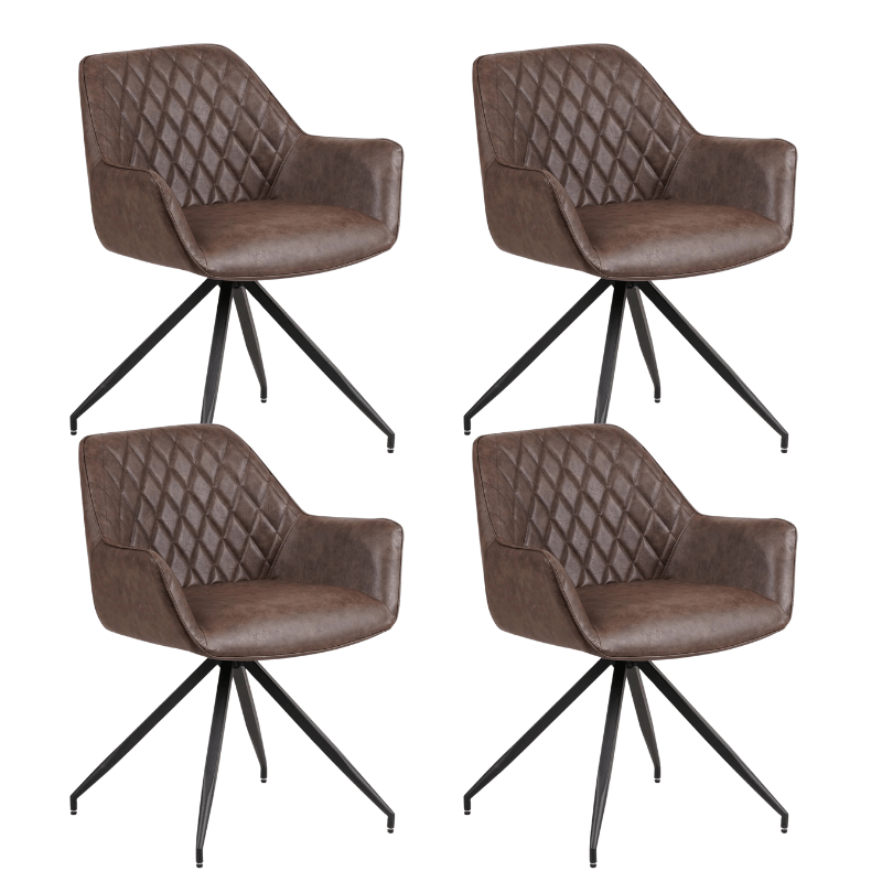 Set van 4 Industriële Eetkamerstoelen Gian Taupe - Met Armleuningen