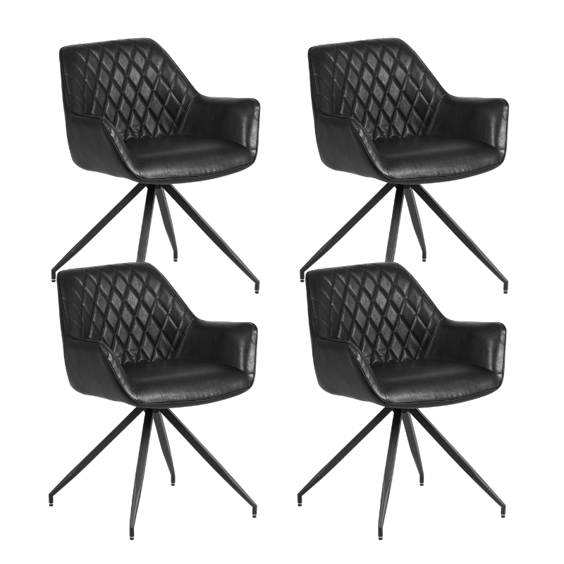 Set van 4 Industriële Eetkamerstoelen Gian Zwart - Met Armleuningen