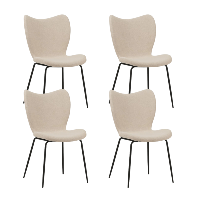 Set van 4 Eetkamerstoelen Sia Beige Bouclé Stof - Zonder Armleuningen
