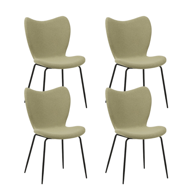 Set van 4 Eetkamerstoelen Sia Groen Bouclé Stof - Zonder Armleuningen