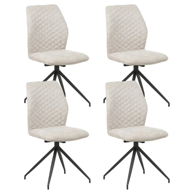 Set van 4 Draaibare Eetkamerstoelen Lichtgrijs Charly Chenille Stof