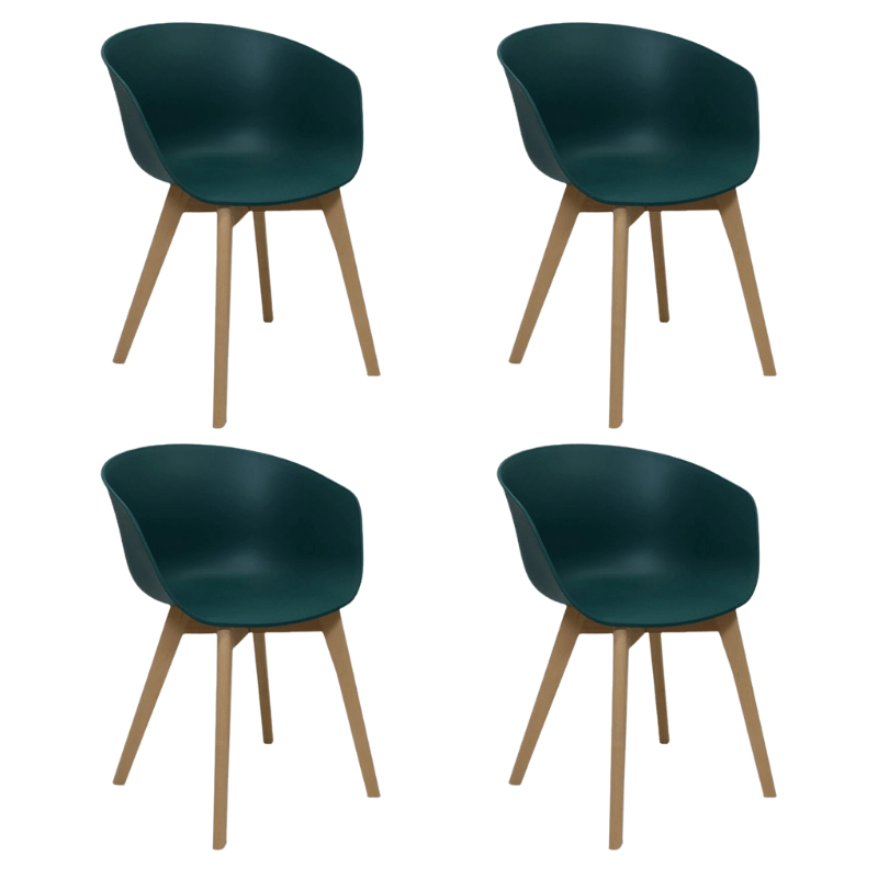 Set van 4 Eetkamerstoelen Herning Scandinavisch Groen – Kunststof en Beukenhout