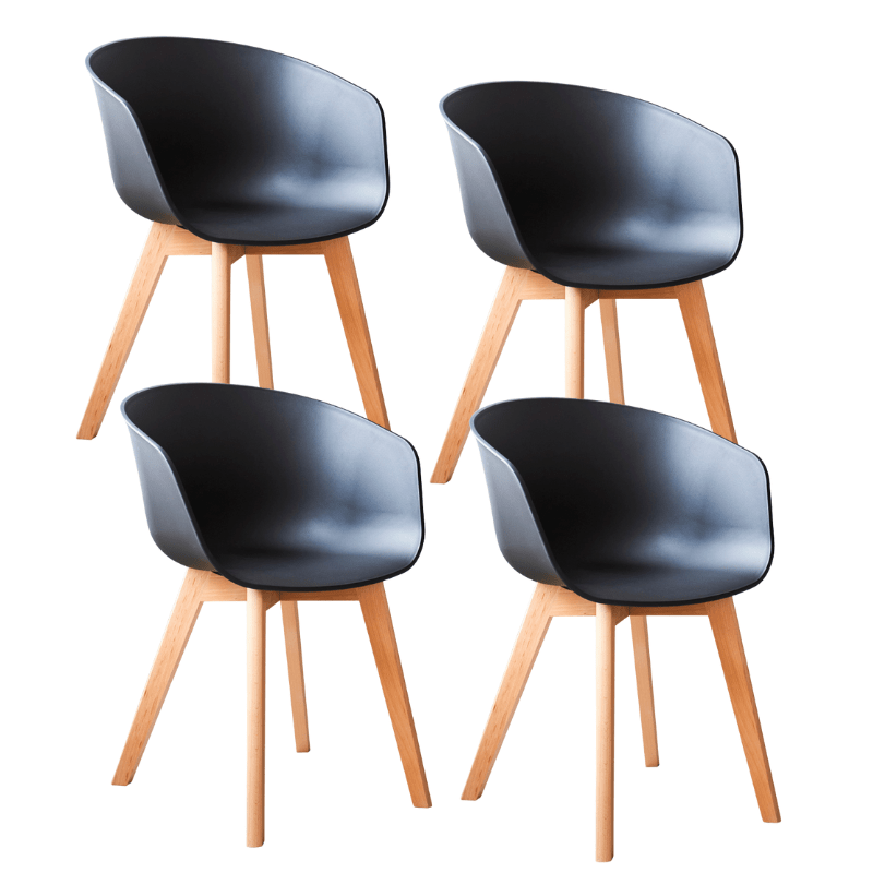 Set van 4 Eetkamerstoelen Herning Scandinavisch Zwart – Kunststof en Beukenhout