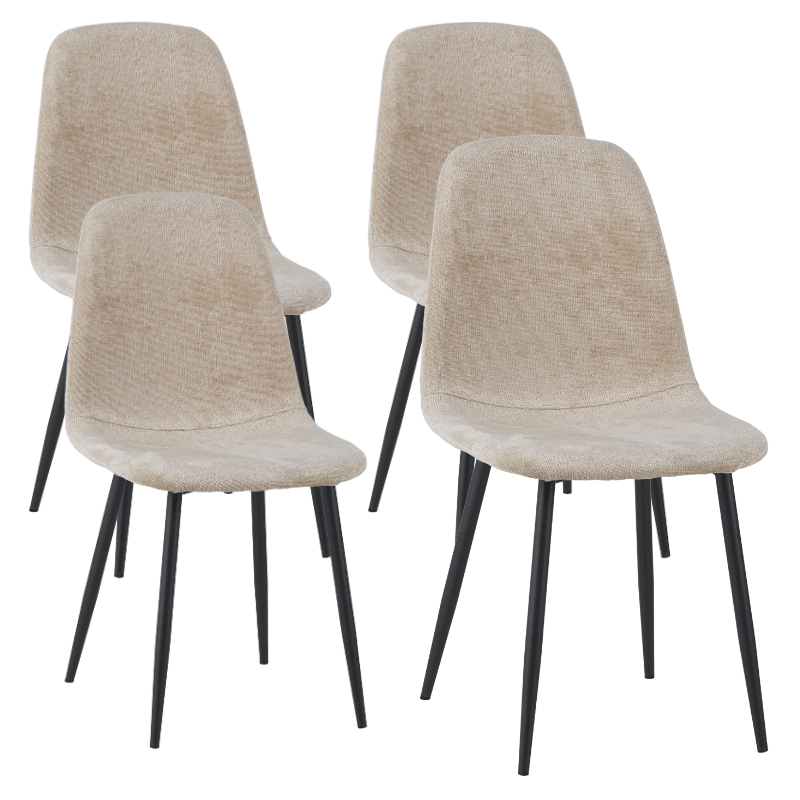 Set van 4 Scandinavische Eetkamerstoelen Beige Chenille Stof Swift - Zonder Armleuningen