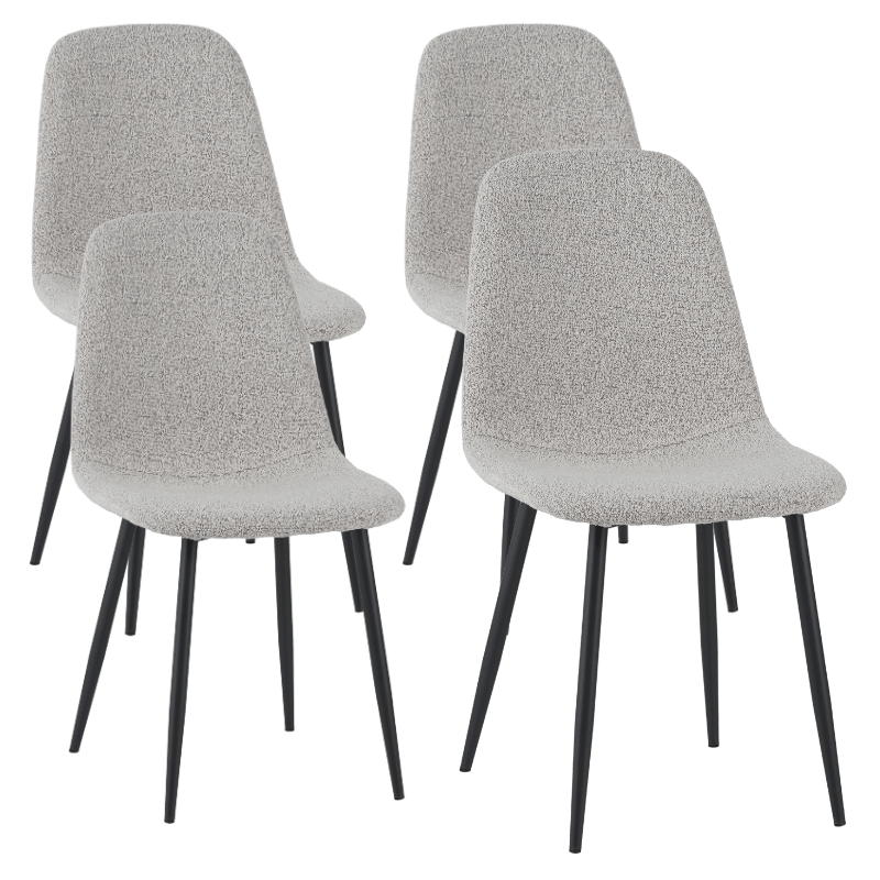 Set van 4 Scandinavische Eetkamerstoelen Naturel Melange Bouclé Stof Swift - Zonder Armleuningen
