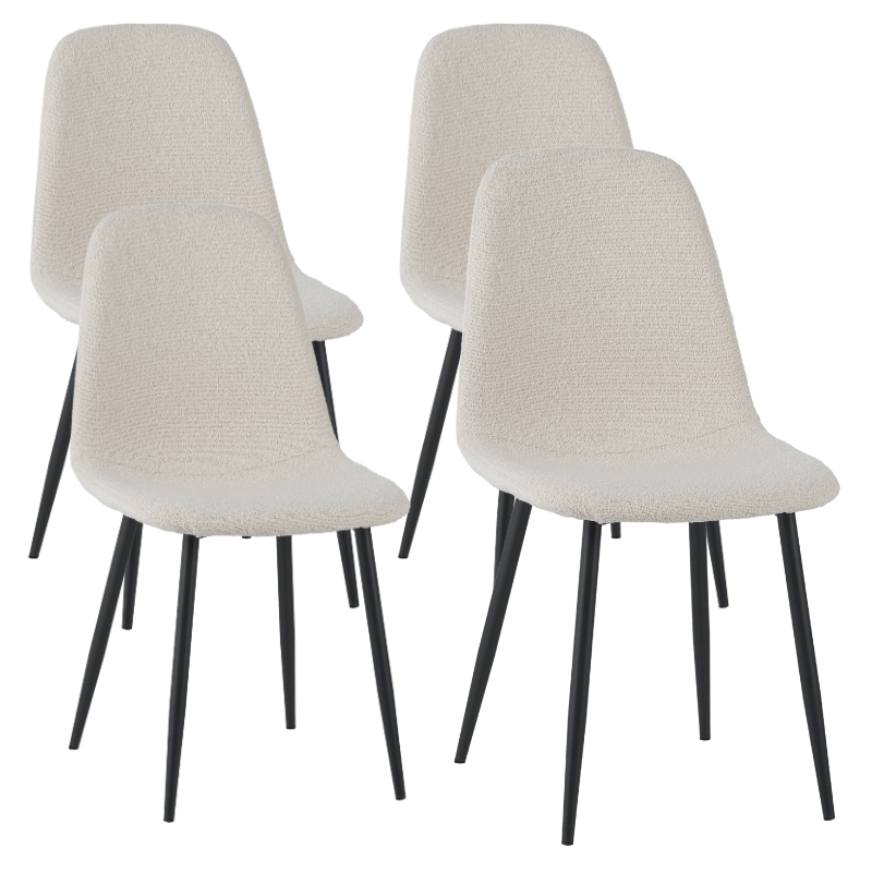 Set van 4 Scandinavische Eetkamerstoelen Crème Bouclé Stof Swift - Zonder Armleuningen