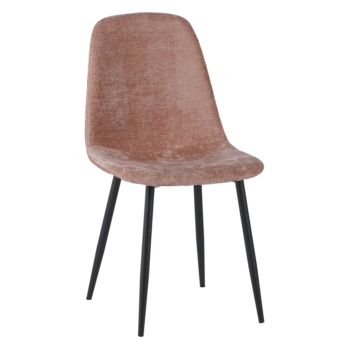 Set van 4 Scandinavische Eetkamerstoelen Oud Roze Chenille Stof Swift - Zonder Armleuningen