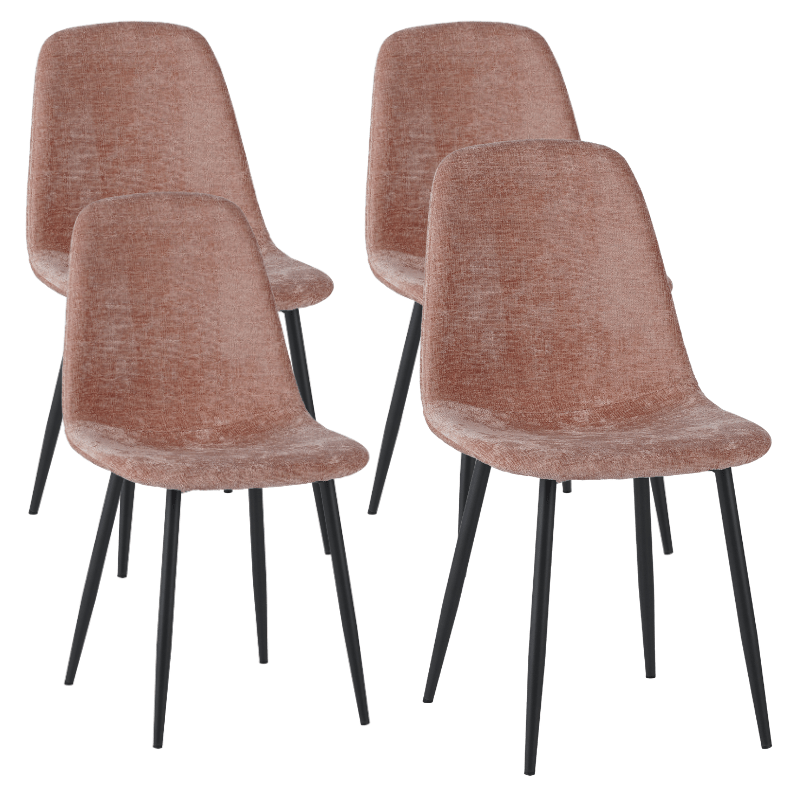 Set van 4 Scandinavische Eetkamerstoelen Oud Roze Chenille Stof Swift - Zonder Armleuningen