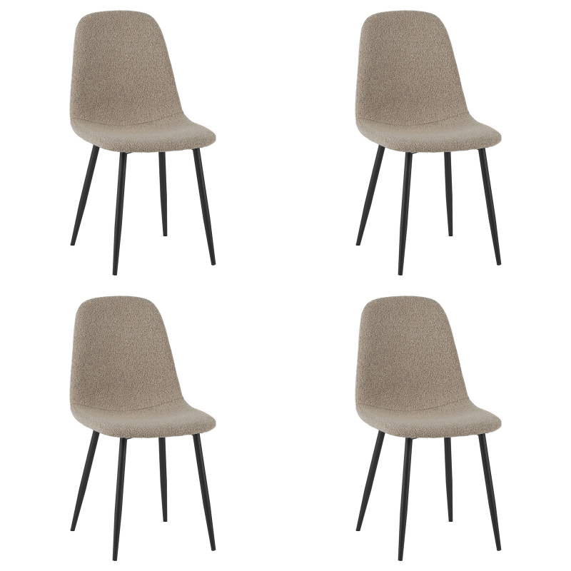 Set van 4 Scandinavische Eetkamerstoelen Latte Bouclé Stof Swift - Zonder Armleuningen