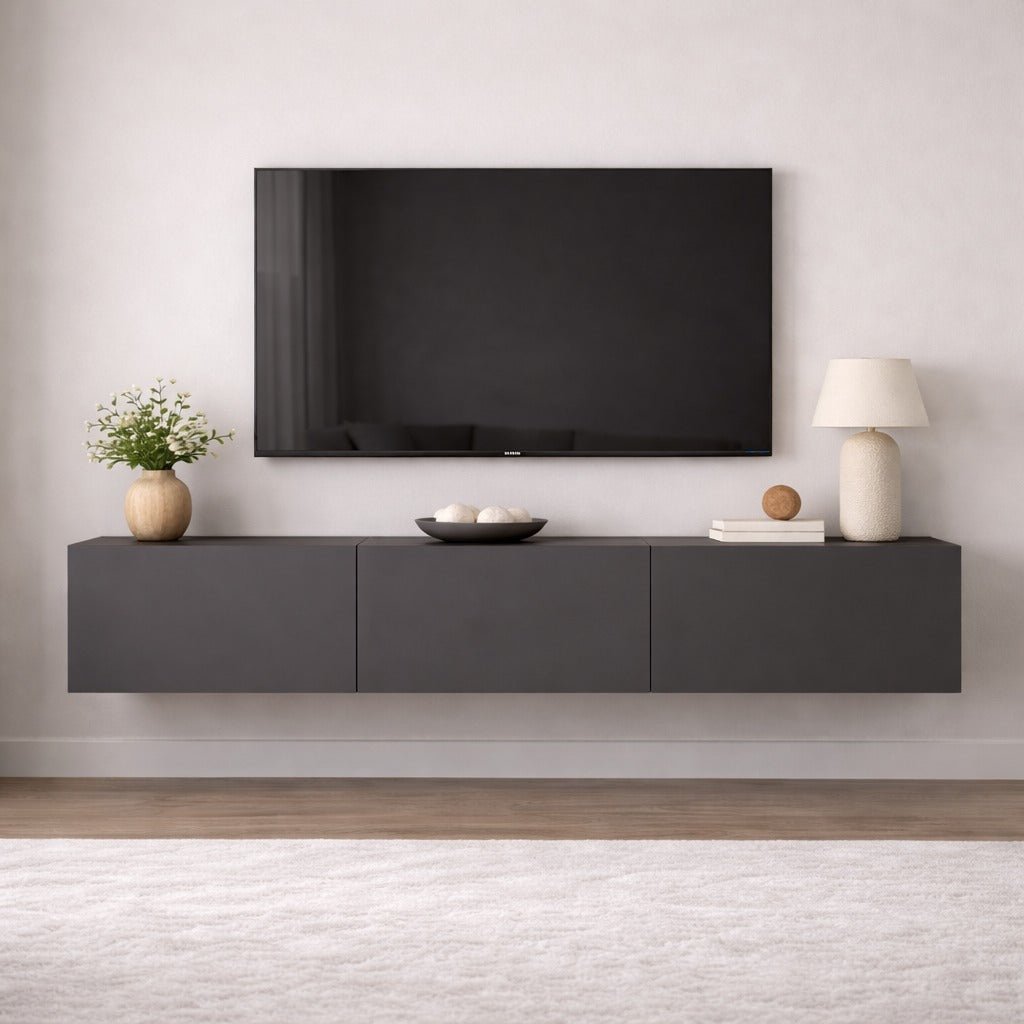 Zwevend TV Meubel Antraciet Melamine - 150x30 cm - West