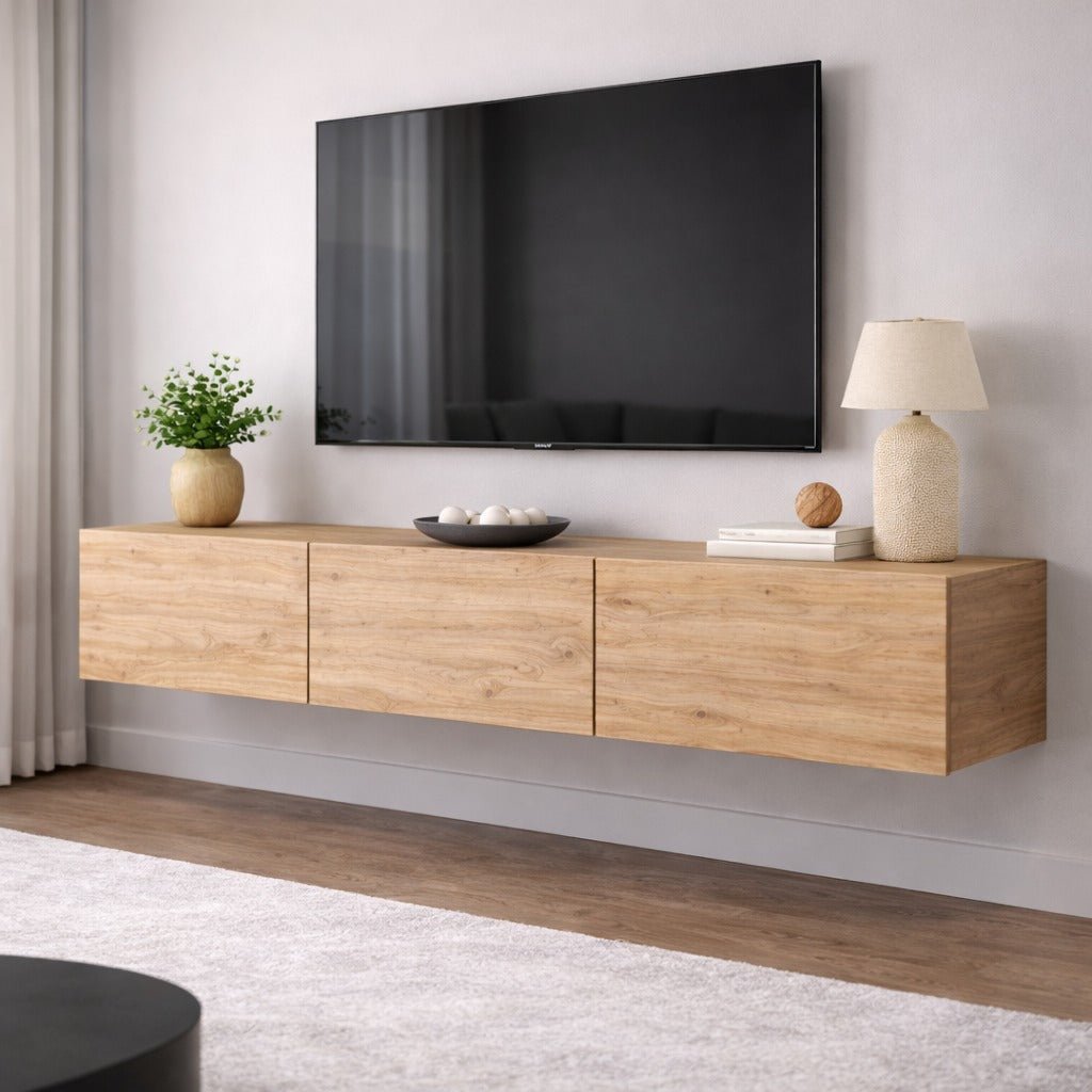 Zwevend TV Meubel Beuken Melamine - 150x30 cm - West