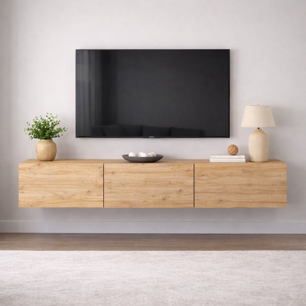 Zwevend TV Meubel Beuken Melamine - 150x30 cm - West