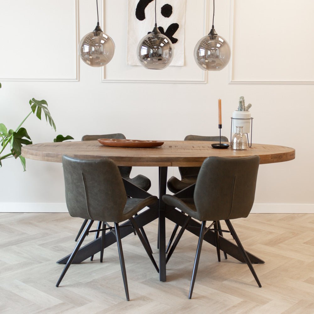 Eettafel Lennon Dimehouse Bruin LxBxH 203x110x10 Mangohout Sfeerfoto in situatie