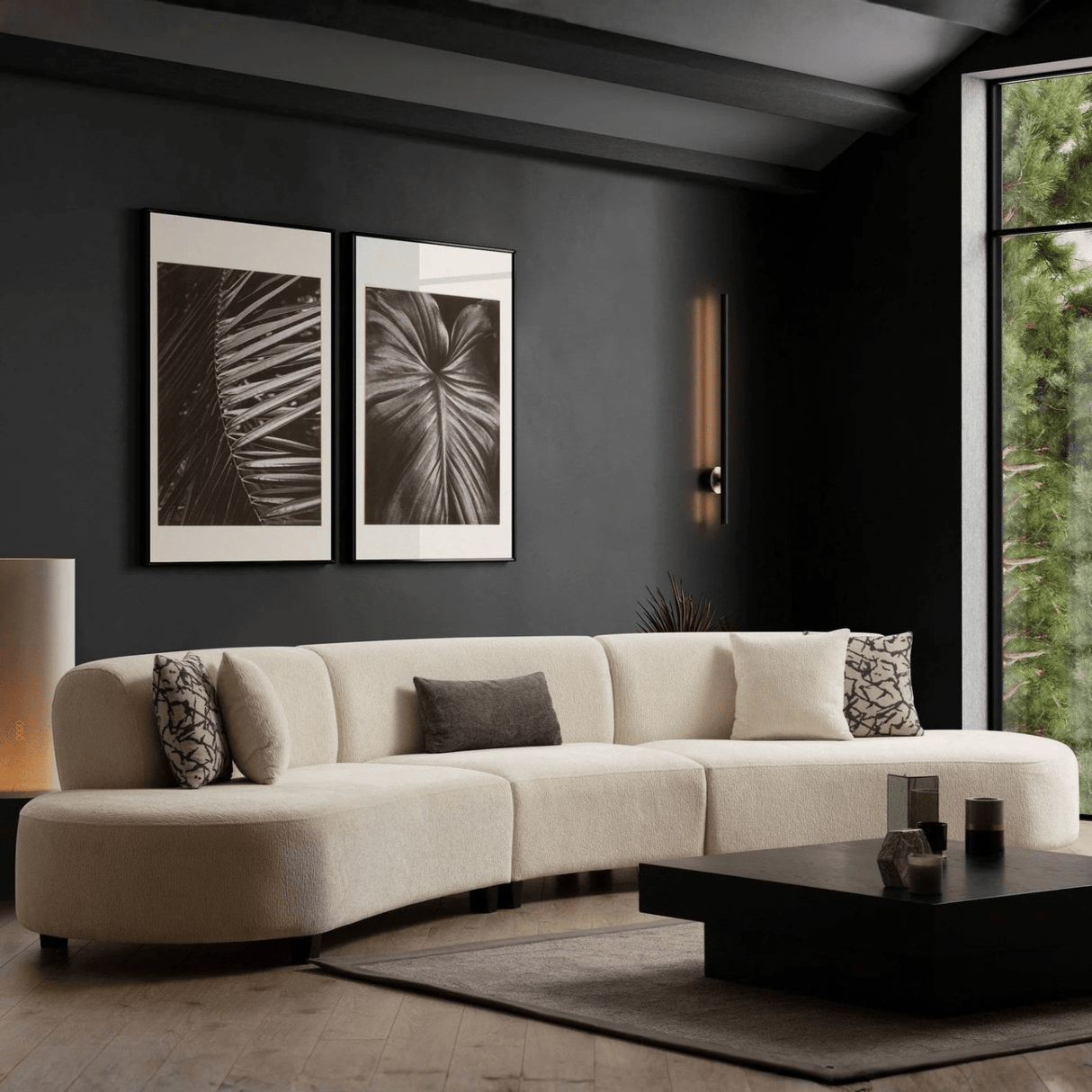 Hoekbank Beige gemêleerde stof organisch Pars - XXXL 390 cm