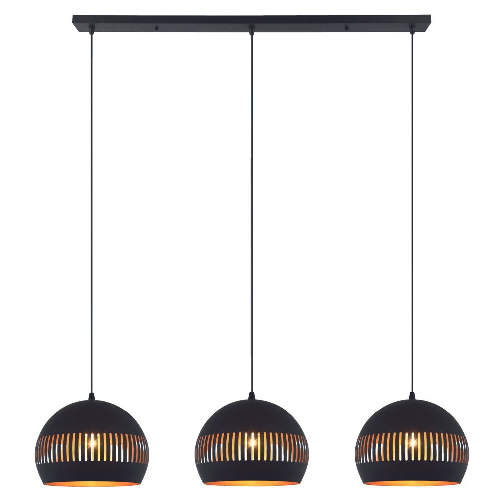 Hanglamp Indy 3-lichts half rond metaal zwart