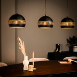 Hanglamp Indy 3-lichts half rond metaal zwart