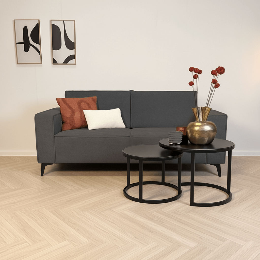 2-zits Bank losse dikke rugkussens antraciet chenille Yara