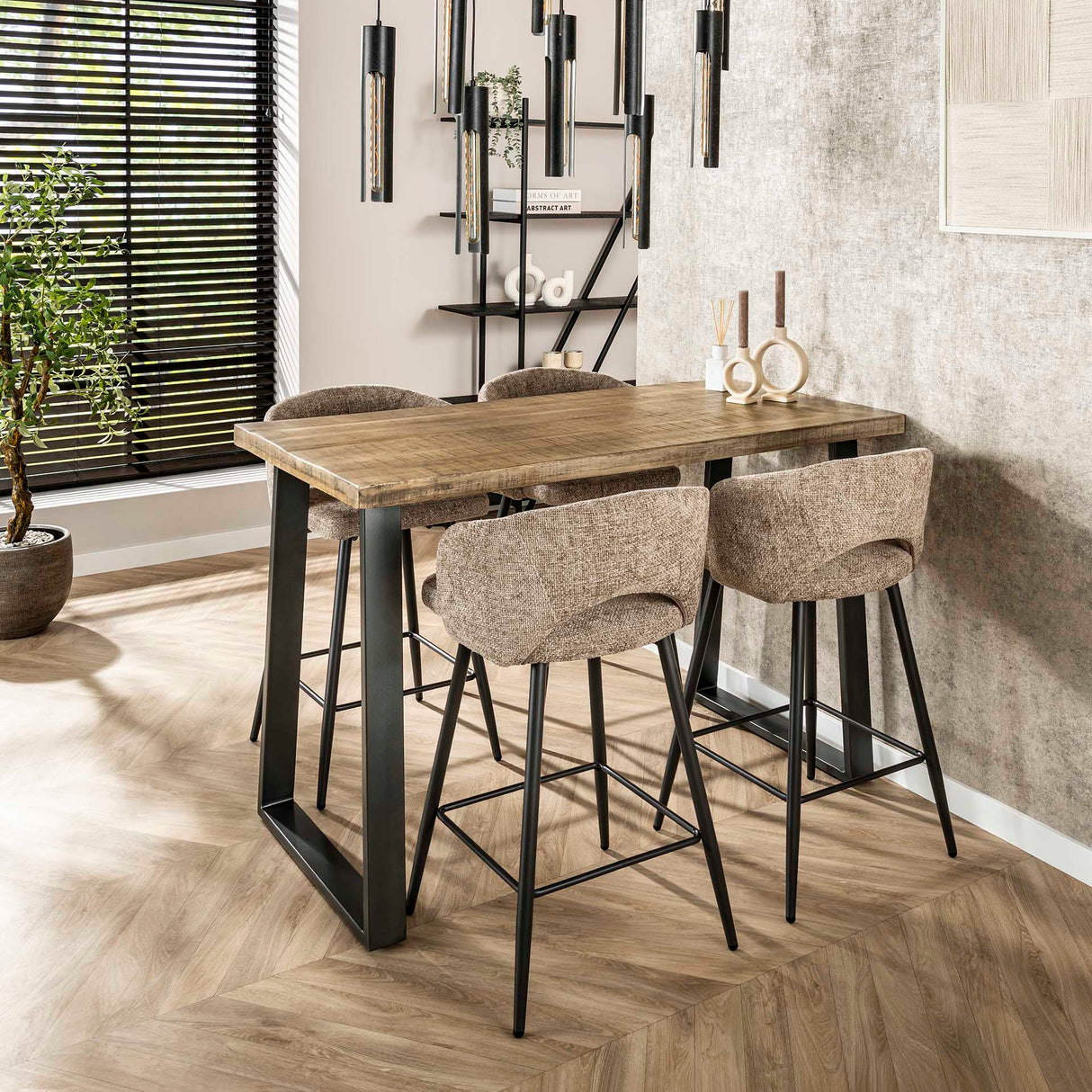 Industriële Bartafel Mangohout Wyatt Blank 135x70 cm