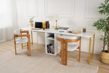 Studie bureau Melamine 240x60 cm Twin Study Desk wit en goud White Gold