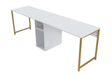 Studie bureau Melamine 240x60 cm Twin Study Desk wit en goud White Gold