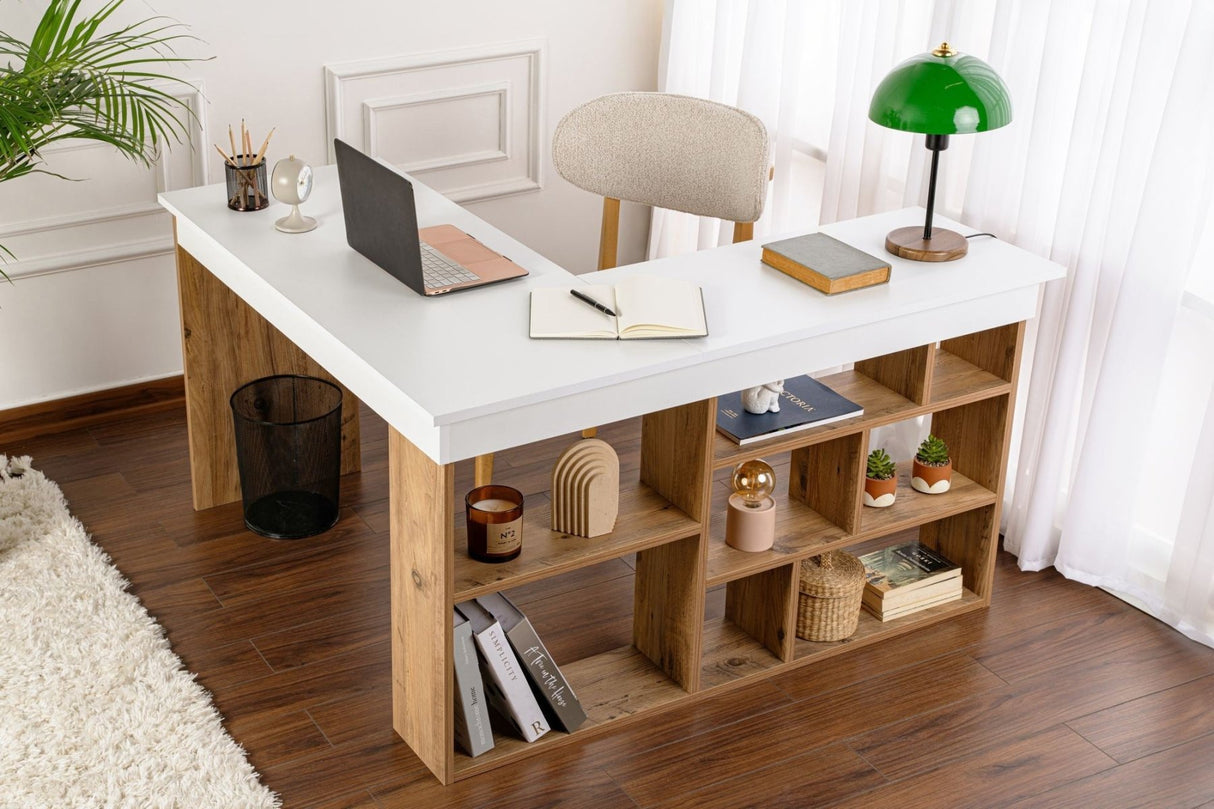 Vesper Studie bureau 130x120 cm wit dennenhout White Atlantic Pine Melamine