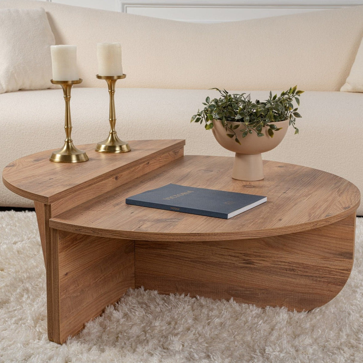 Ronde Salontafel Atlantisch Dennenhout Getrapt Melamine 90 cm Orin