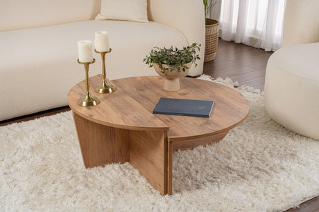 Ronde Salontafel Atlantisch Dennenhout Getrapt Melamine 90 cm Orin