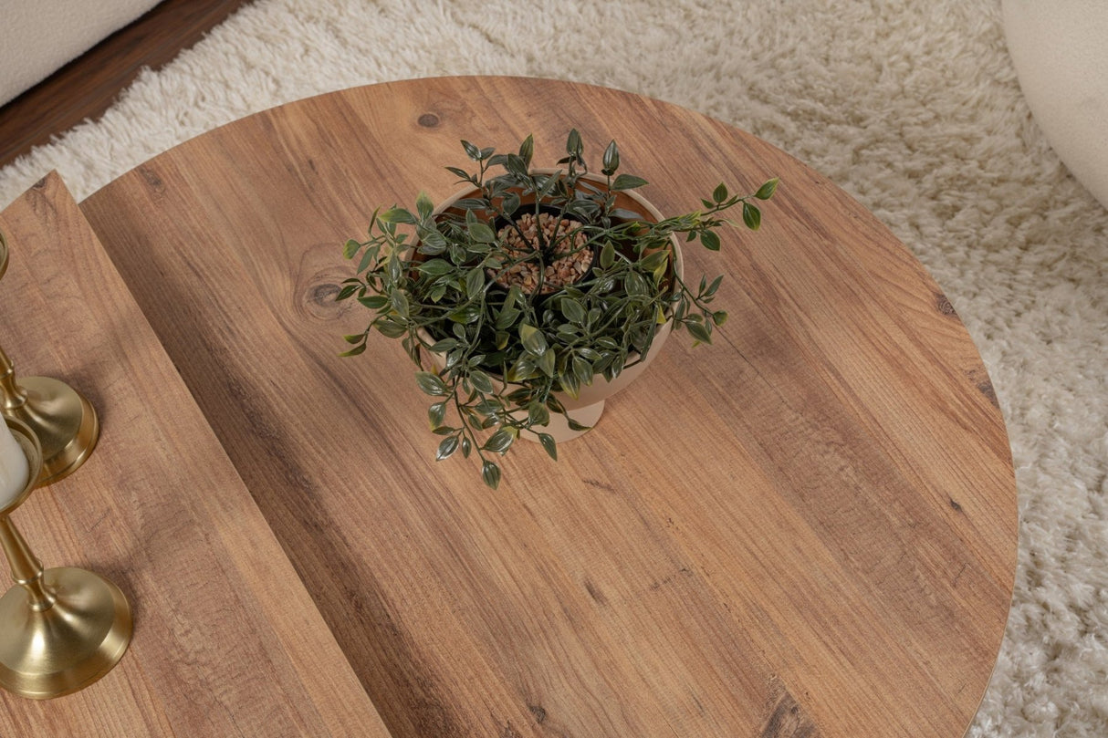 Ronde Salontafel Atlantisch Dennenhout Getrapt Melamine 90 cm Orin