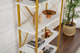Industriële Boekenkast Ely Wit Hout Melamine - Gouden Frame - 180x90 cm