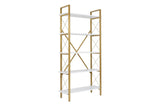 Industriële Boekenkast Ely Wit Hout Melamine - Gouden Frame - 180x90 cm