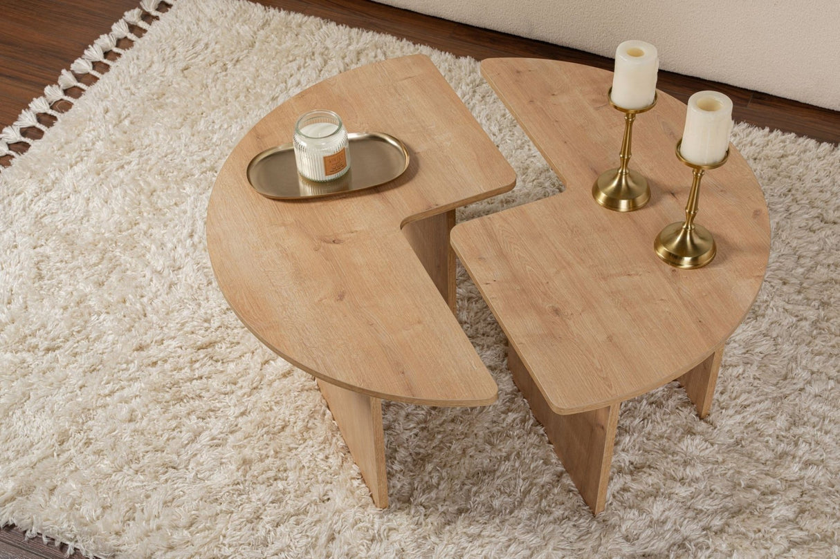 Ronde Salontafel Moari Eikenhout Melamine 90 cm