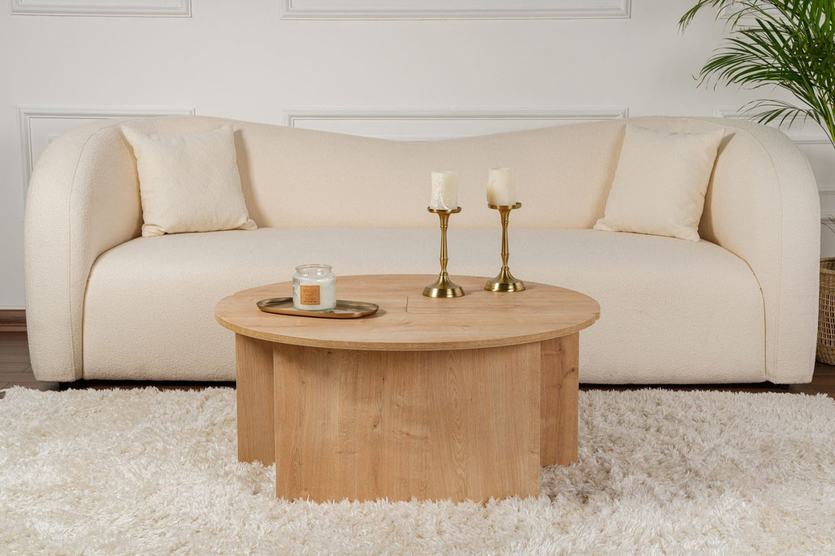 Ronde Salontafel Moari Eikenhout Melamine 90 cm
