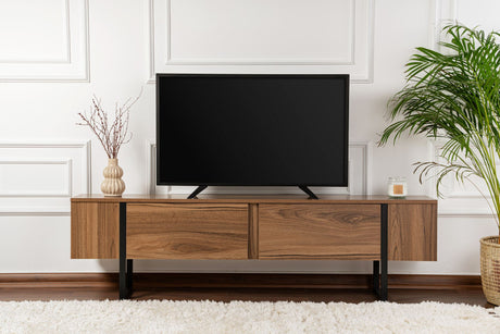 TV Meubel Serenity Walnoot Zwart 180x29.5x50 cm Walnut Black Melamine