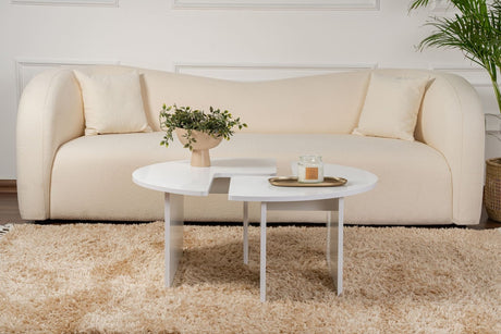 Ronde Salontafel Moari Wit Melamine 90 cm