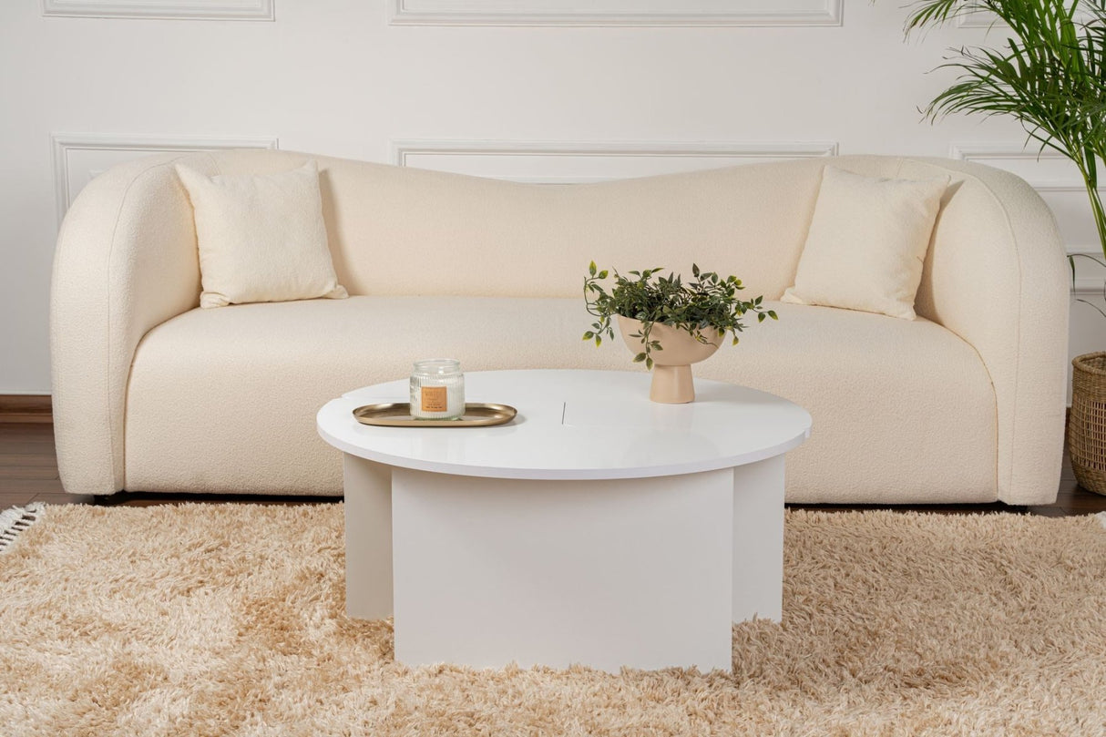 Ronde Salontafel Moari Wit Melamine 90 cm