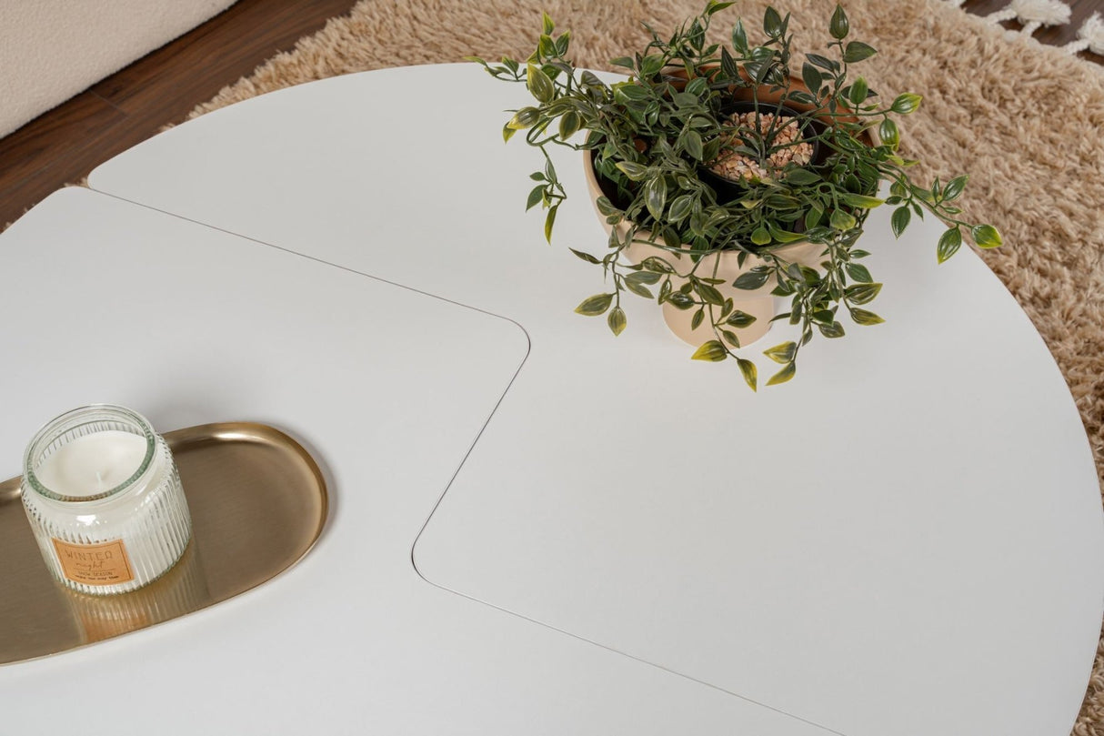 Ronde Salontafel Moari Wit Melamine 90 cm