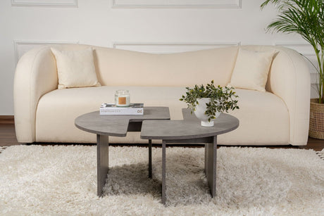Ronde Salontafel Moari Beton Look Grijs Melamine 90 cm